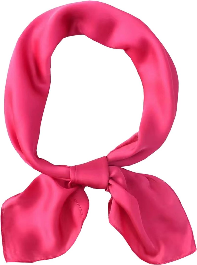 Chung Women's Square Satin Scarf 27.5" Bandanas Solid 50s Retro Neck Scarves Emulation Silk Handbag Hair Ribbons Necktie - Image 1